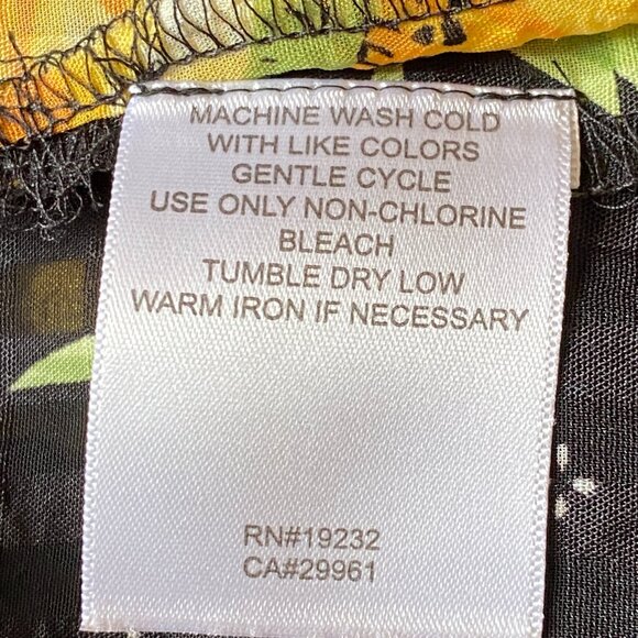 Alfred Dunner Sz 18 (XL) Blouse Button Up Short Sleeve Black Yellow Poppies - Picture 10 of 10